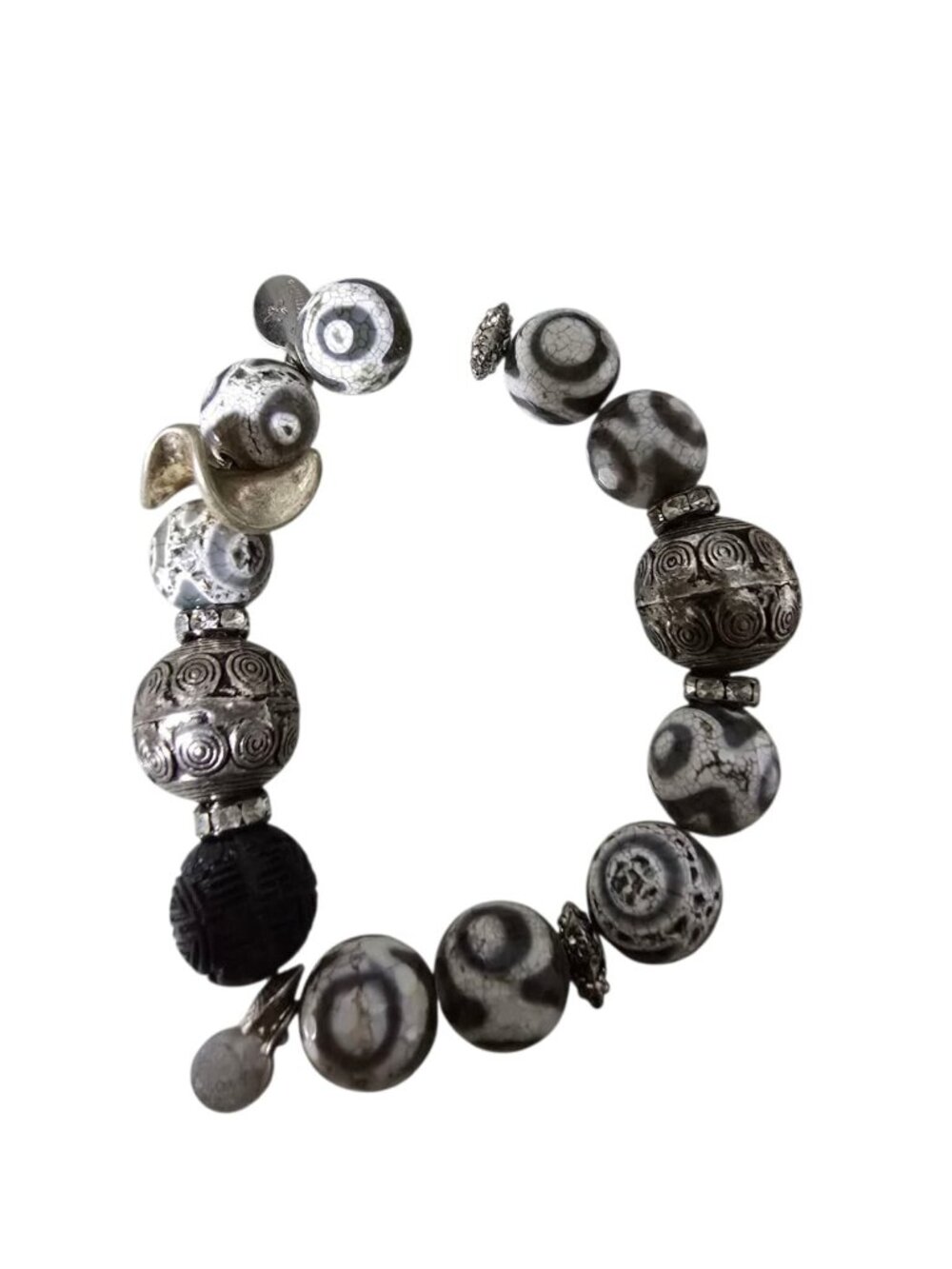 Vintage NOS Bee Charming Semi Precious Beaded Stretch Bracelet (A9220)